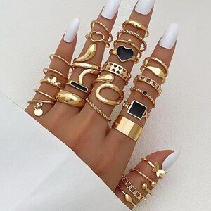 27PC Gold Plated Rings SET Boho Bohemian Glam Assorted Sizing Brand New Torrid